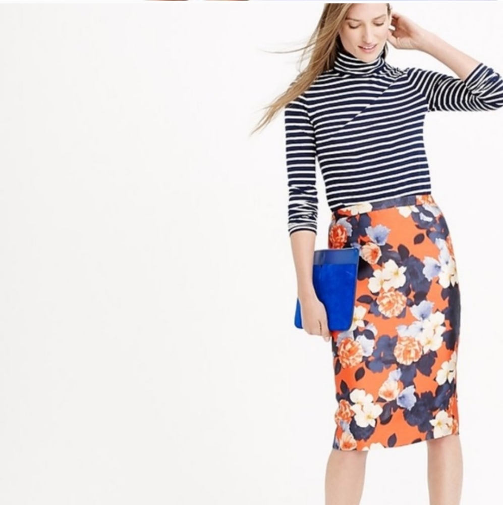 JCrew Collection Graphic Peony Silk Skirt